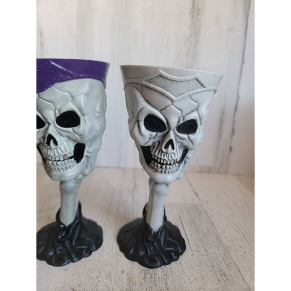 Vintage skull plastic goblet scary Halloween cup set unique - Picture 4 of 10